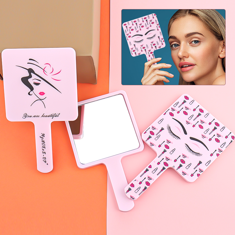 Beauty Makeup Definition - Pink Eyelash Extension Handheld Makeup Mirror