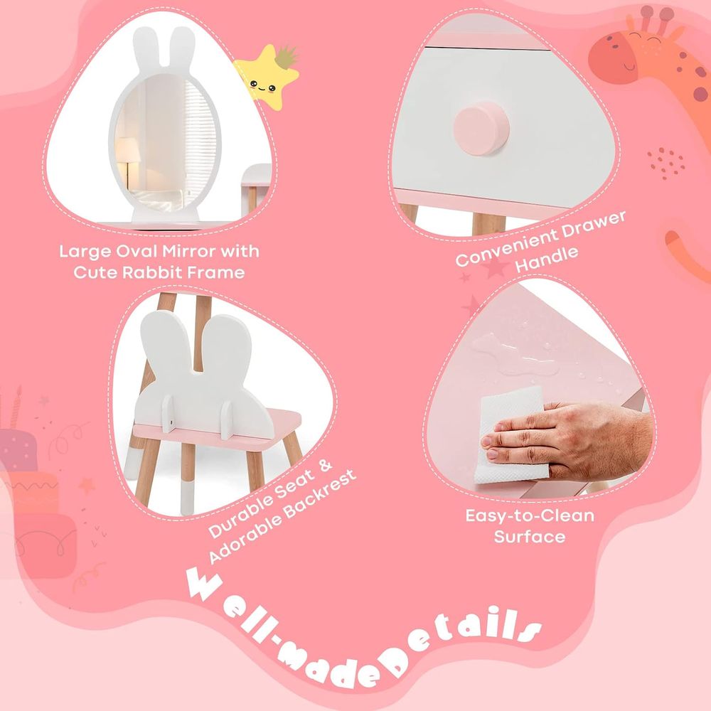 EY Kids Vanity, Rabbit Themed  - Beauty Makeup Kids 评论和价格