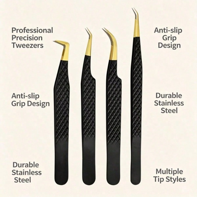 4Pcs Black Stainless Steel Fib - Beauty Makeup Tips 评论和价格