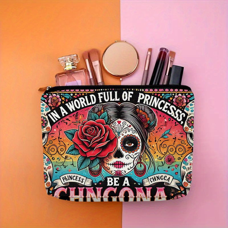 A Flower and skull cosmetic ba - Beauty Makeup Bag 评论和价格