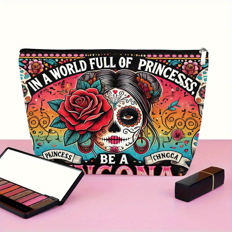 A Flower and skull cosmetic ba - Beauty Makeup Bag 评论和价格