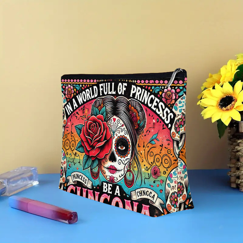 A Flower and skull cosmetic ba - Beauty Makeup Bag 评论和价格