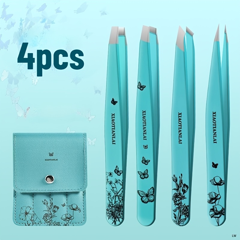 4Pcs Tiffany Blue Butterfly Fl - Beauty Makeup Bag 评论和价格